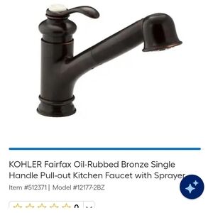 Kohler Oil-Rubbed Bronze Kitchen Faucet with Pull-Out Sprayer